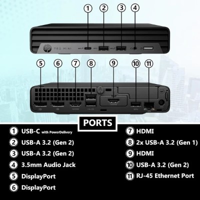 HP Pro Mini 400 G9 Desktop PC, Intel Core i3 13100T, 8GB DDR4 3200, 256GB PCIe NVMe M.2 SSD-Desktop 2