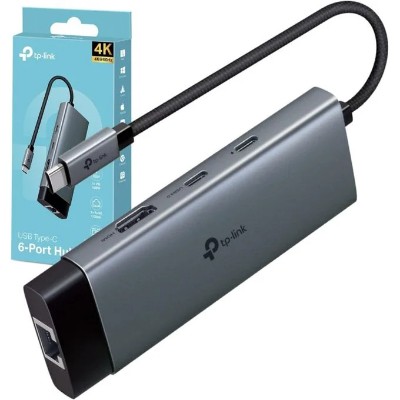 TP-Link 9 Port Hub - USB Type C to RJ 45, Three USB A, HDMI, PD, Type C and SD & microSD UHS-I - TL-UH6120C