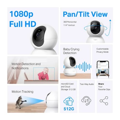 TP-Link Tapo Pan/Tilt Home Security Wi-Fi Camera - TL-TAPO C200C 2